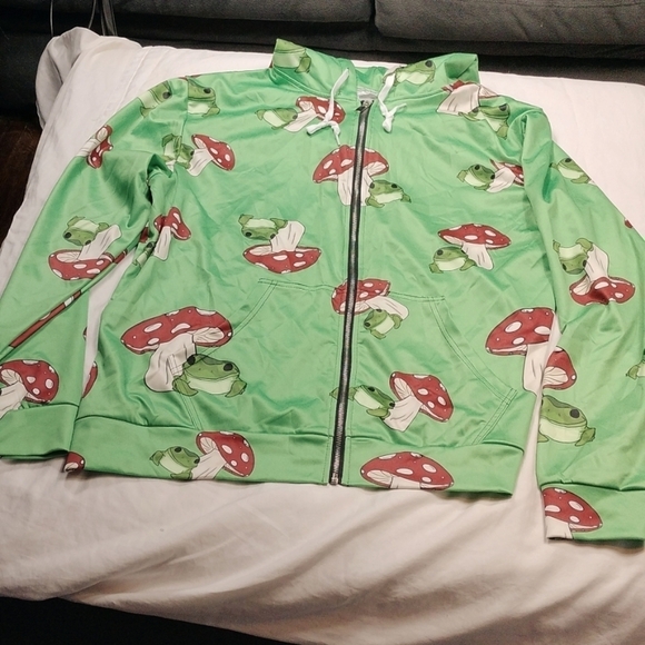 Frog and mushroom women's hoodie size 3X - Picture 1 of 10